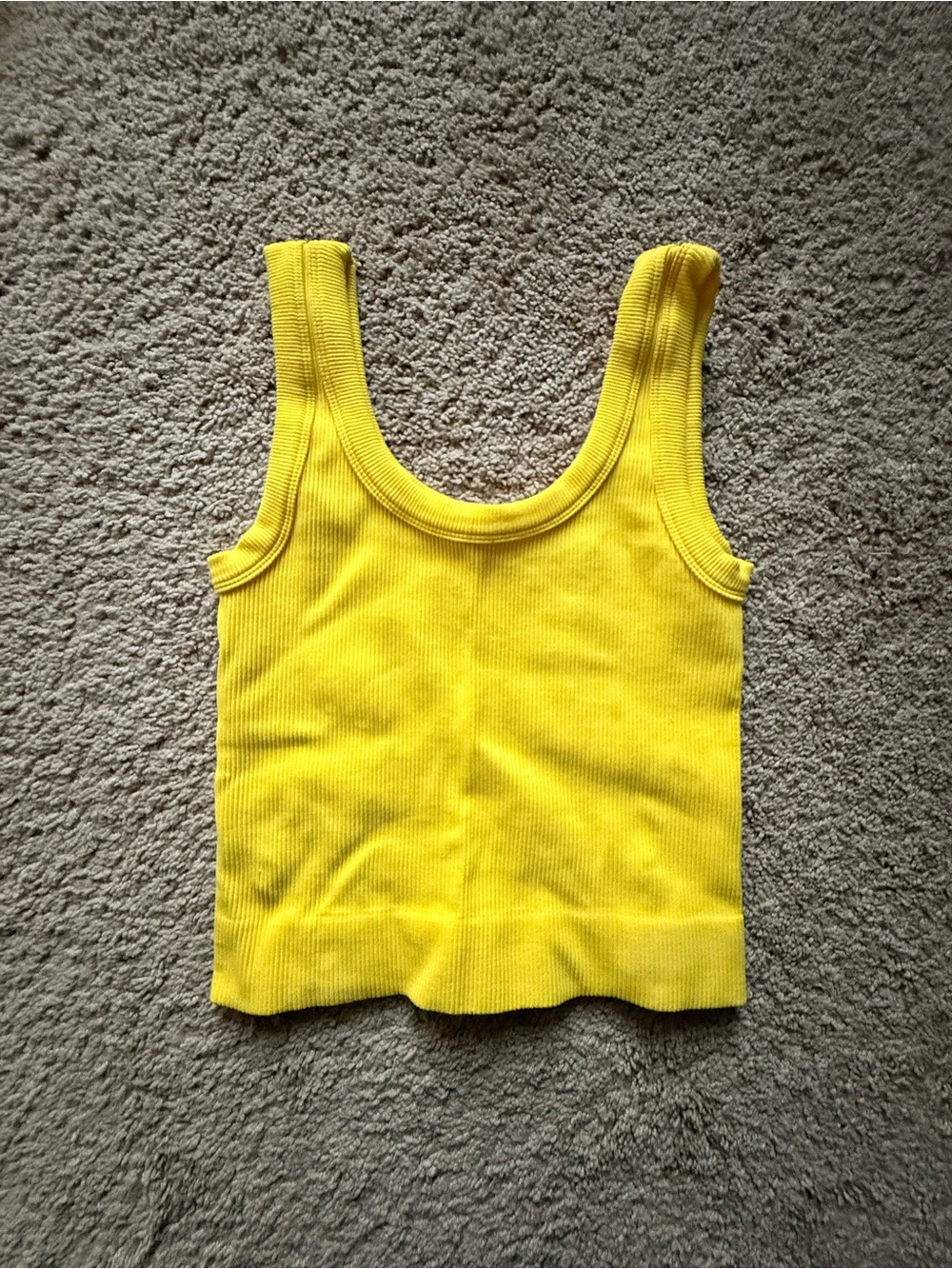 Yellow Ribbed Tank Top - Women's Sleeveless Crop